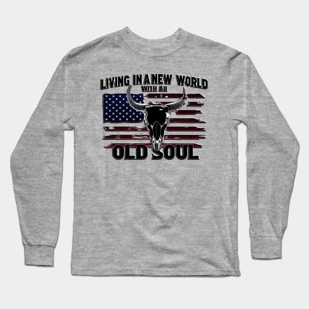 Old Soul in a New World Country Bluegrass Music Guitar Fan Long Sleeve T-Shirt by masterpiecesai